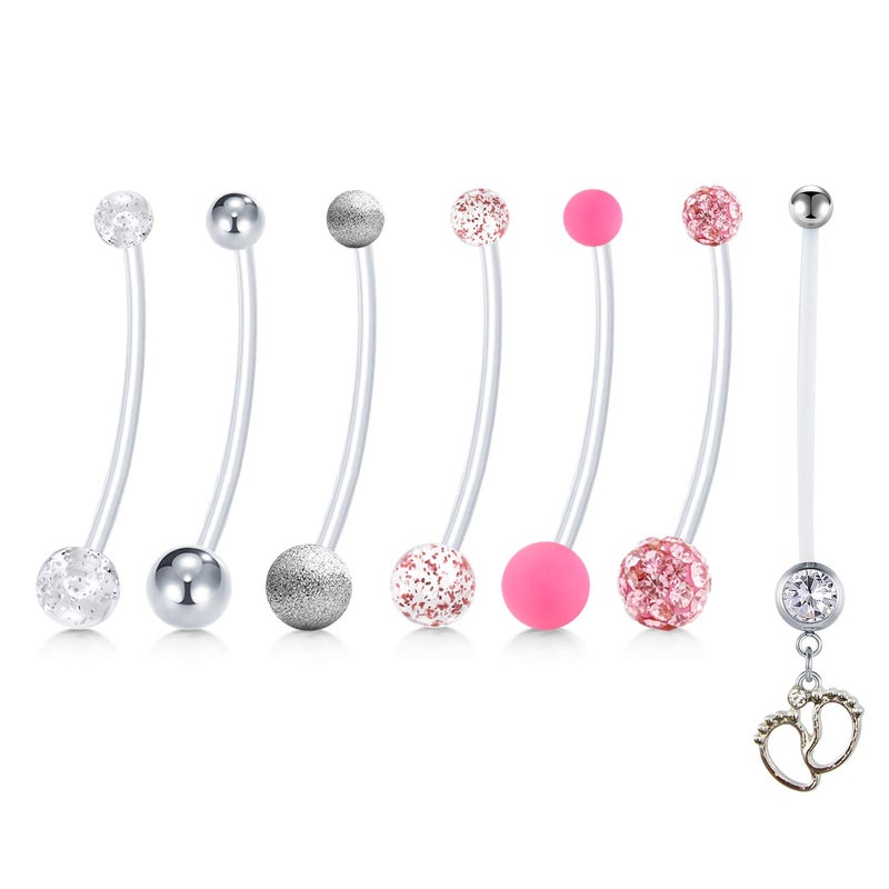 Mayhoop 14G Pregnancy Belly Button Rings Flexible Bioplast Sport Maternity Belly Navel Retainer Body Piercing 38mm 1 1/2" - Image 1